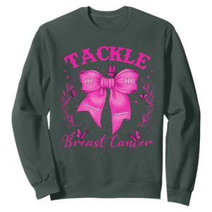 Tackle Breast Cancer Sweatshirt Support Fight Faith Pink Ribbon TS12 Dark Forest Green Print Your Wear