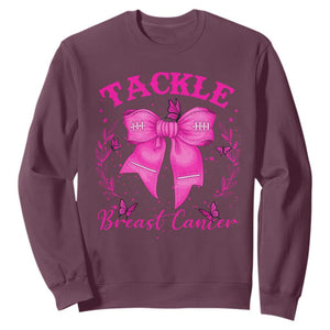 Tackle Breast Cancer Sweatshirt Support Fight Faith Pink Ribbon TS12 Maroon Print Your Wear