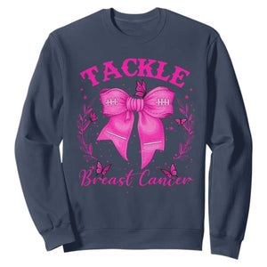 Tackle Breast Cancer Sweatshirt Support Fight Faith Pink Ribbon TS12 Navy Print Your Wear