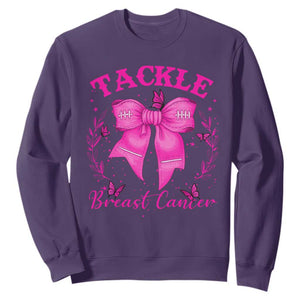 Tackle Breast Cancer Sweatshirt Support Fight Faith Pink Ribbon TS12 Purple Print Your Wear