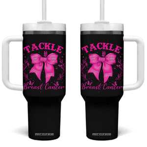 Tackle Breast Cancer Tumbler With Handle Support Fight Faith Pink Ribbon TS12 One Size: 40 oz Black Print Your Wear