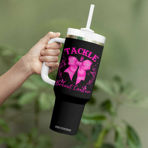 Tackle Breast Cancer Tumbler With Handle Support Fight Faith Pink Ribbon TS12 Print Your Wear