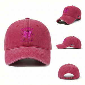Tackle Breast Cancer Washed Cotton Baseball Cap Support Fight Faith Pink Ribbon TS12 Washed Cap Universal Fit Red Print Your Wear