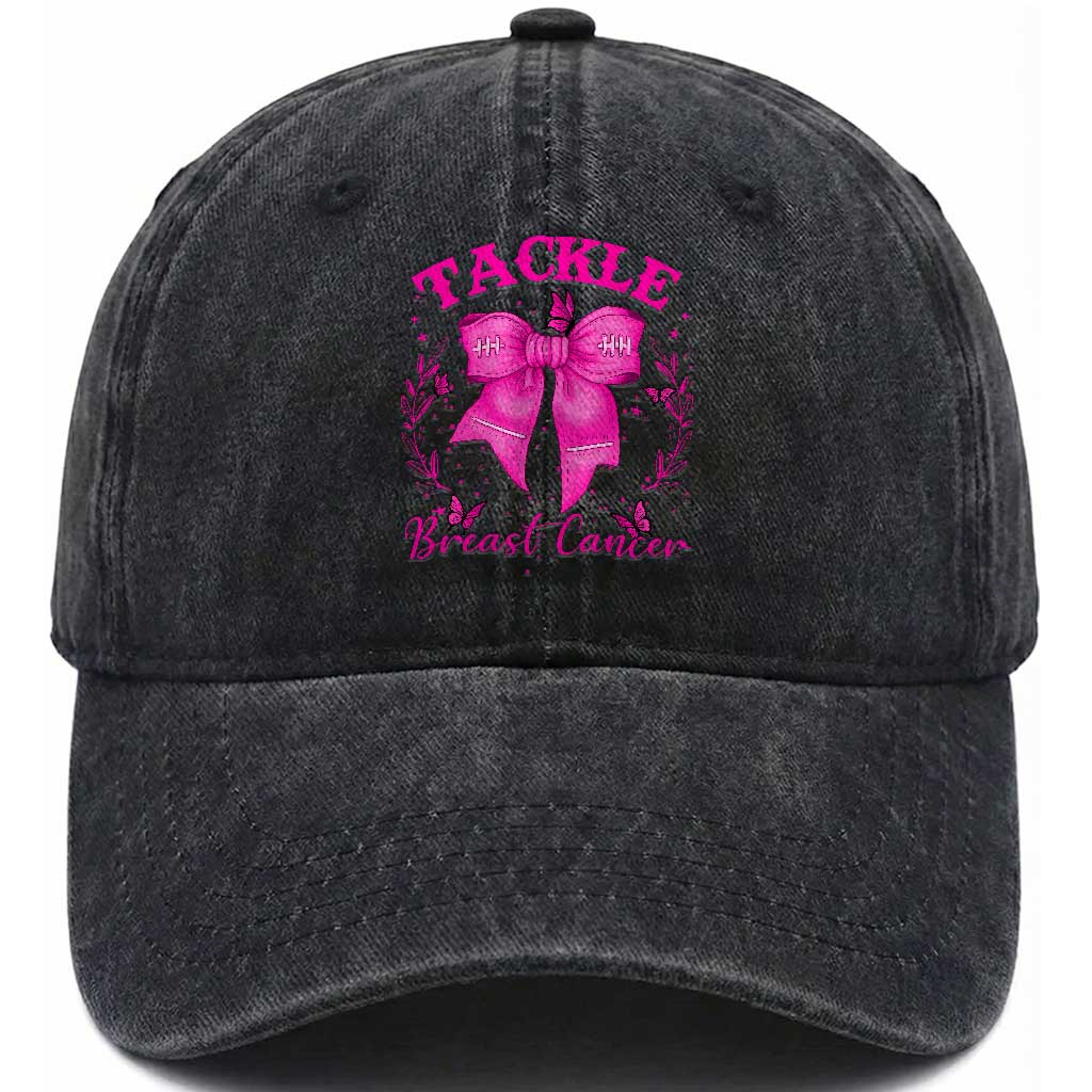 Tackle Breast Cancer Washed Cotton Baseball Cap Support Fight Faith Pink Ribbon TS12 Print Your Wear
