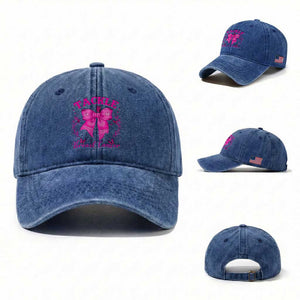 Tackle Breast Cancer Washed Cotton Baseball Cap Support Fight Faith Pink Ribbon TS12 Washed Cap Universal Fit Royal Blue Print Your Wear