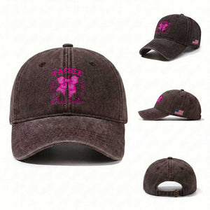 Tackle Breast Cancer Washed Cotton Baseball Cap Support Fight Faith Pink Ribbon TS12 Washed Cap Universal Fit Dark Brown Print Your Wear