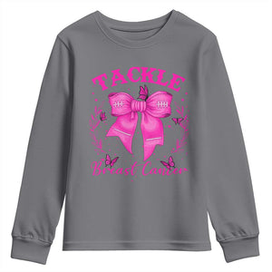 Tackle Breast Cancer Youth Sweatshirt Support Fight Faith Pink Ribbon TS12 Charcoal Print Your Wear