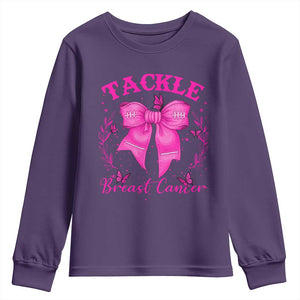 Tackle Breast Cancer Youth Sweatshirt Support Fight Faith Pink Ribbon TS12 Purple Print Your Wear