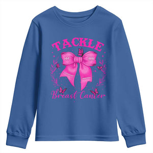 Tackle Breast Cancer Youth Sweatshirt Support Fight Faith Pink Ribbon TS12 Royal Blue Print Your Wear