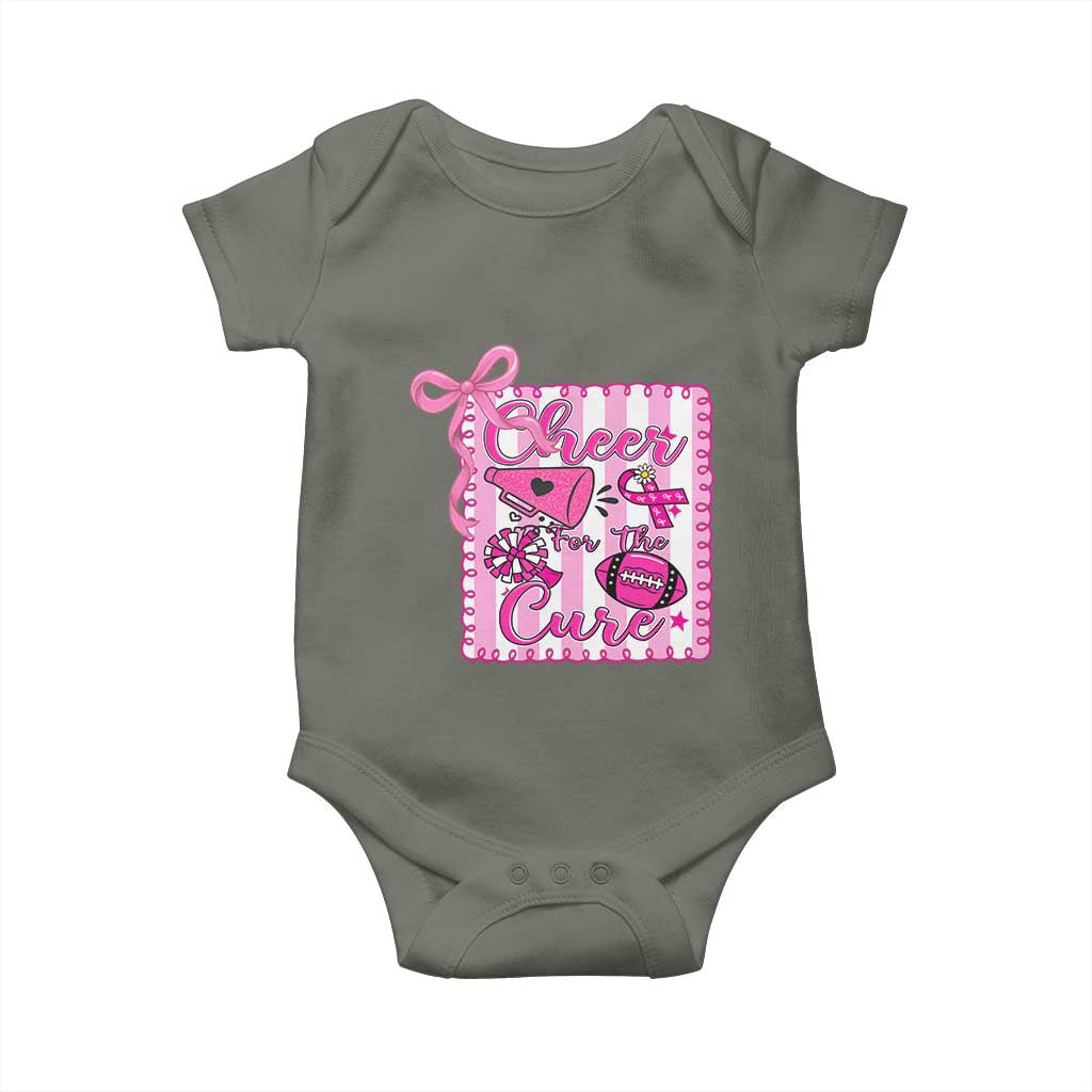 Cheer For The Cure Baby Onesie Breast Cancer Awareness Football Gift TS12 Military Green Print Your Wear