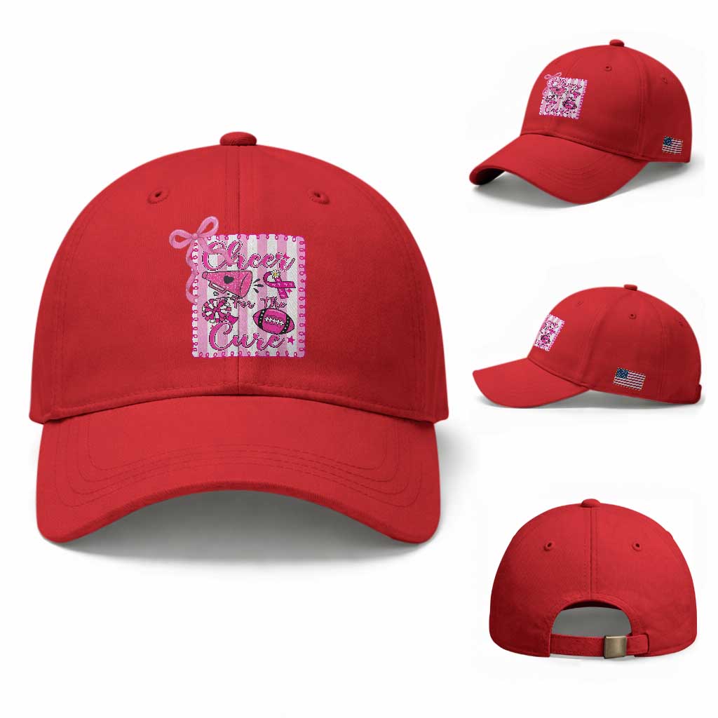 Cheer For The Cure Baseball Cap Breast Cancer Awareness Football Gift TS12 Baseball Cap Universal Fit Red Print Your Wear
