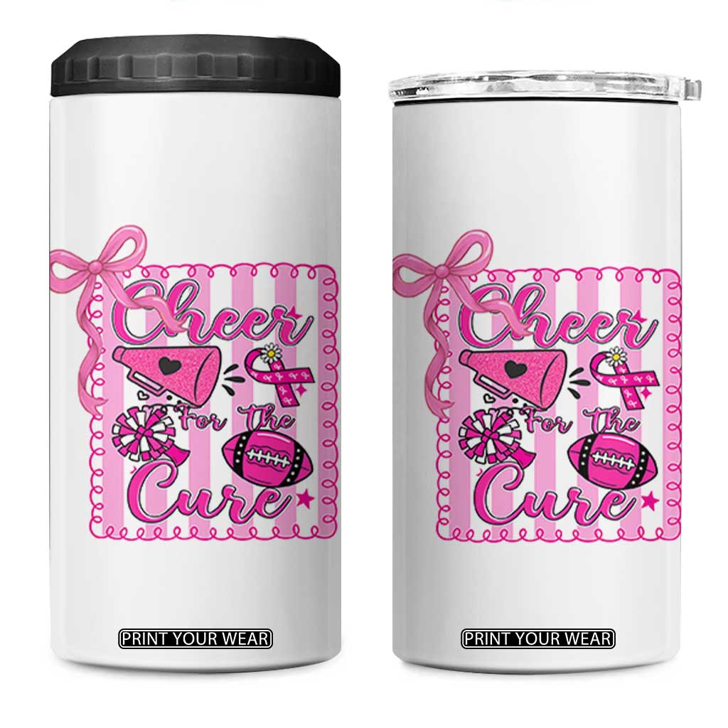 Cheer For The Cure 4 in 1 Can Cooler Tumbler Breast Cancer Awareness Football Gift TS12 One Size: 16 oz White Print Your Wear
