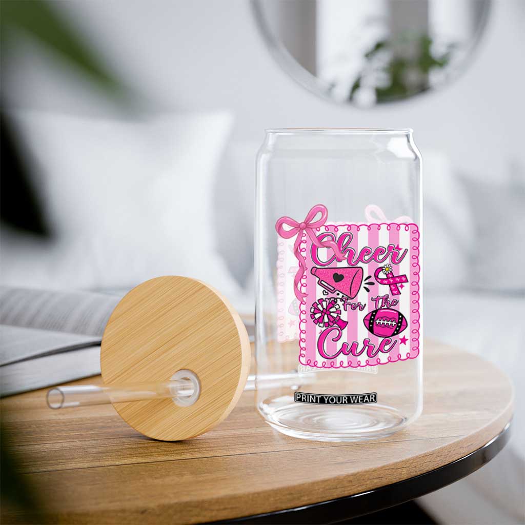 Cheer For The Cure Glass Can Breast Cancer Awareness Football Gift TS12 Print Your Wear