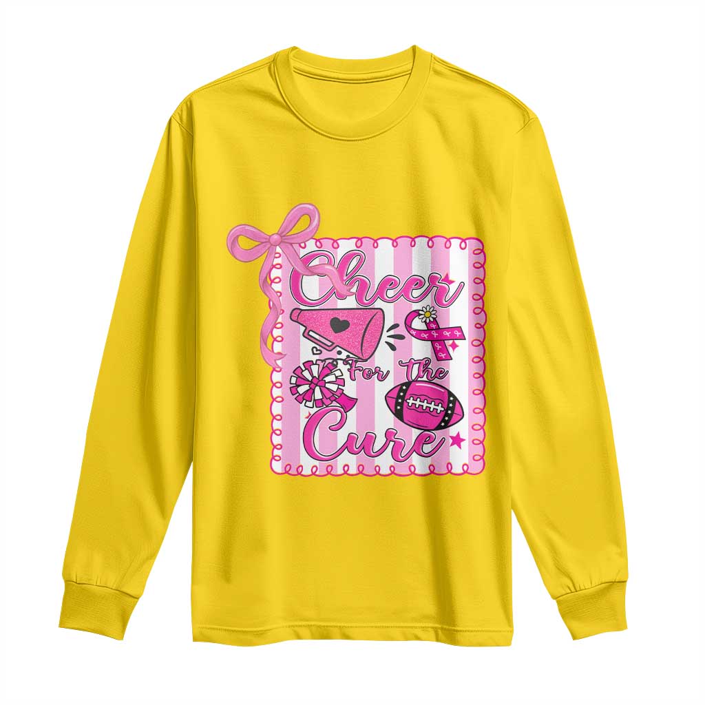 Cheer For The Cure Long Sleeve Shirt Breast Cancer Awareness Football Gift TS12 Daisy Print Your Wear