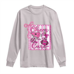 Cheer For The Cure Long Sleeve Shirt Breast Cancer Awareness Football Gift TS12 Ice Gray Print Your Wear