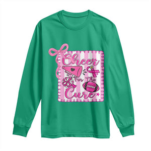 Cheer For The Cure Long Sleeve Shirt Breast Cancer Awareness Football Gift TS12 Irish Green Print Your Wear