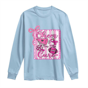 Cheer For The Cure Long Sleeve Shirt Breast Cancer Awareness Football Gift TS12 Light Blue Print Your Wear
