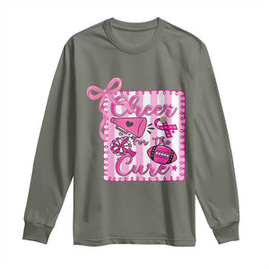 Cheer For The Cure Long Sleeve Shirt Breast Cancer Awareness Football Gift TS12 Military Green Print Your Wear
