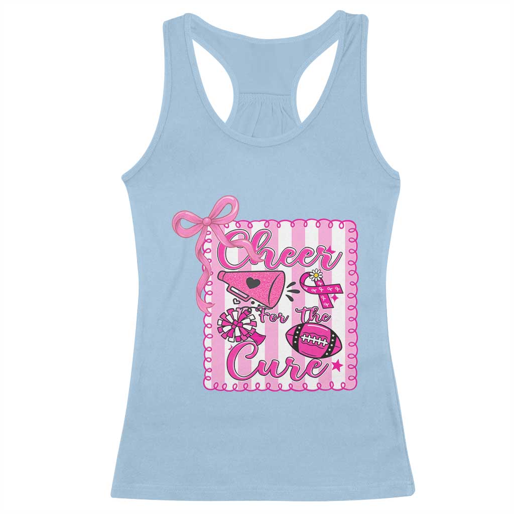 Cheer For The Cure Racerback Tank Top Breast Cancer Awareness Football Gift TS12 Light Blue Print Your Wear