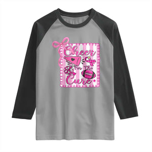 Cheer For The Cure Raglan Shirt Breast Cancer Awareness Football Gift TS12 Sport Gray Black Print Your Wear