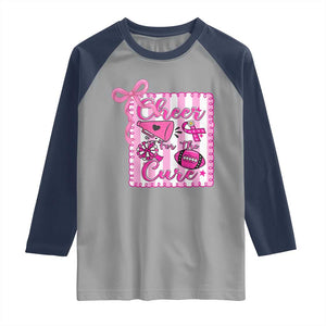 Cheer For The Cure Raglan Shirt Breast Cancer Awareness Football Gift TS12 Sport Gray Navy Print Your Wear
