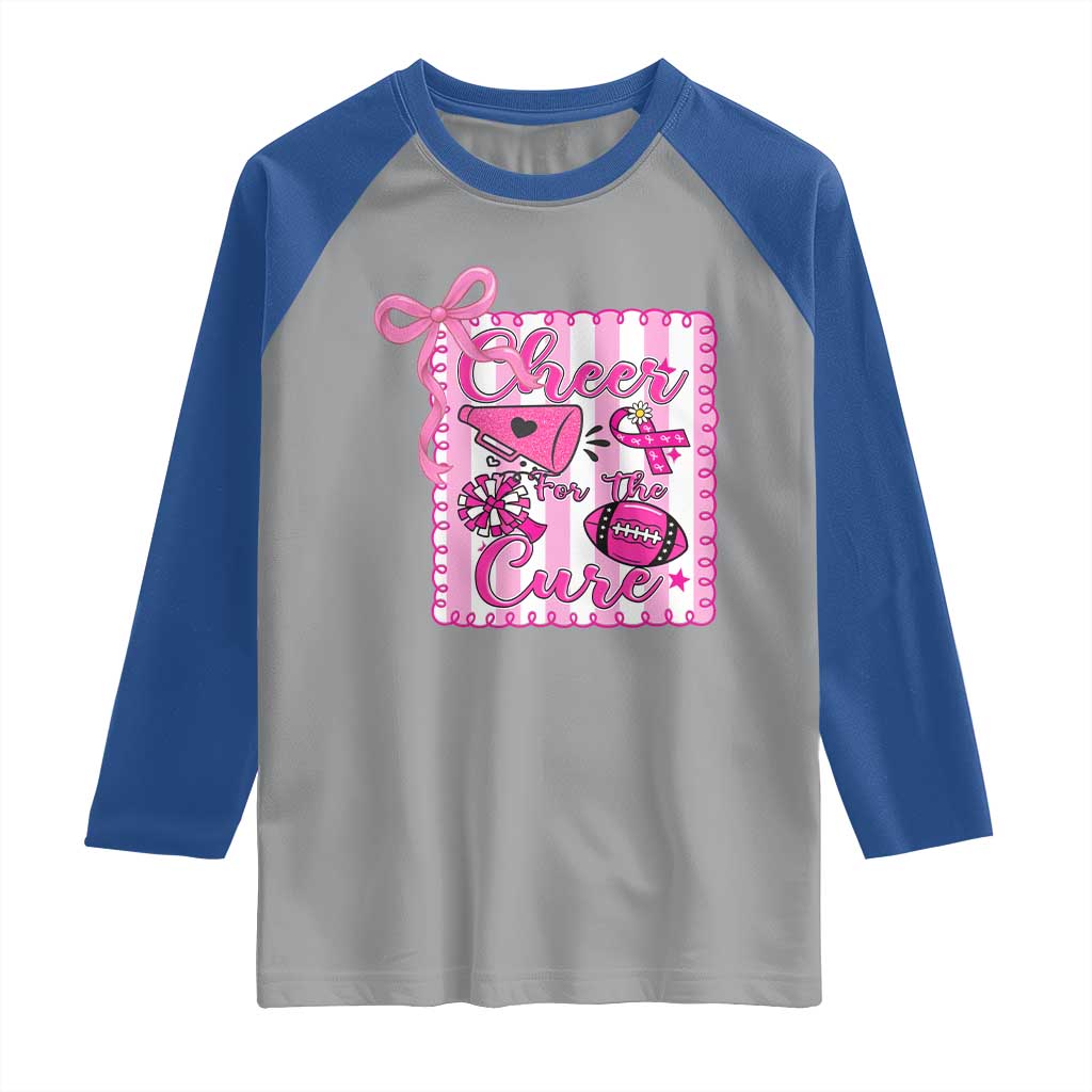 Cheer For The Cure Raglan Shirt Breast Cancer Awareness Football Gift TS12 Sport Gray Royal Print Your Wear