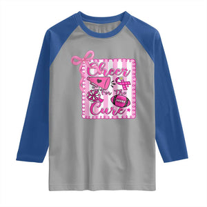 Cheer For The Cure Raglan Shirt Breast Cancer Awareness Football Gift TS12 Sport Gray Royal Print Your Wear