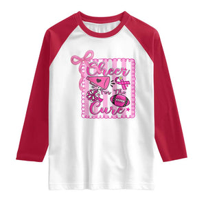 Cheer For The Cure Raglan Shirt Breast Cancer Awareness Football Gift TS12 White Red Print Your Wear