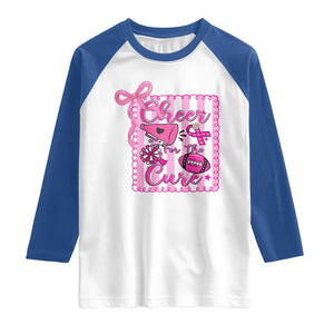 Cheer For The Cure Raglan Shirt Breast Cancer Awareness Football Gift TS12 White Royal Print Your Wear