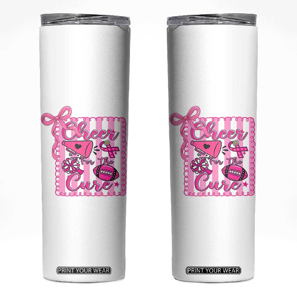 Cheer For The Cure Skinny Tumbler Breast Cancer Awareness Football Gift TS12 White Print Your Wear