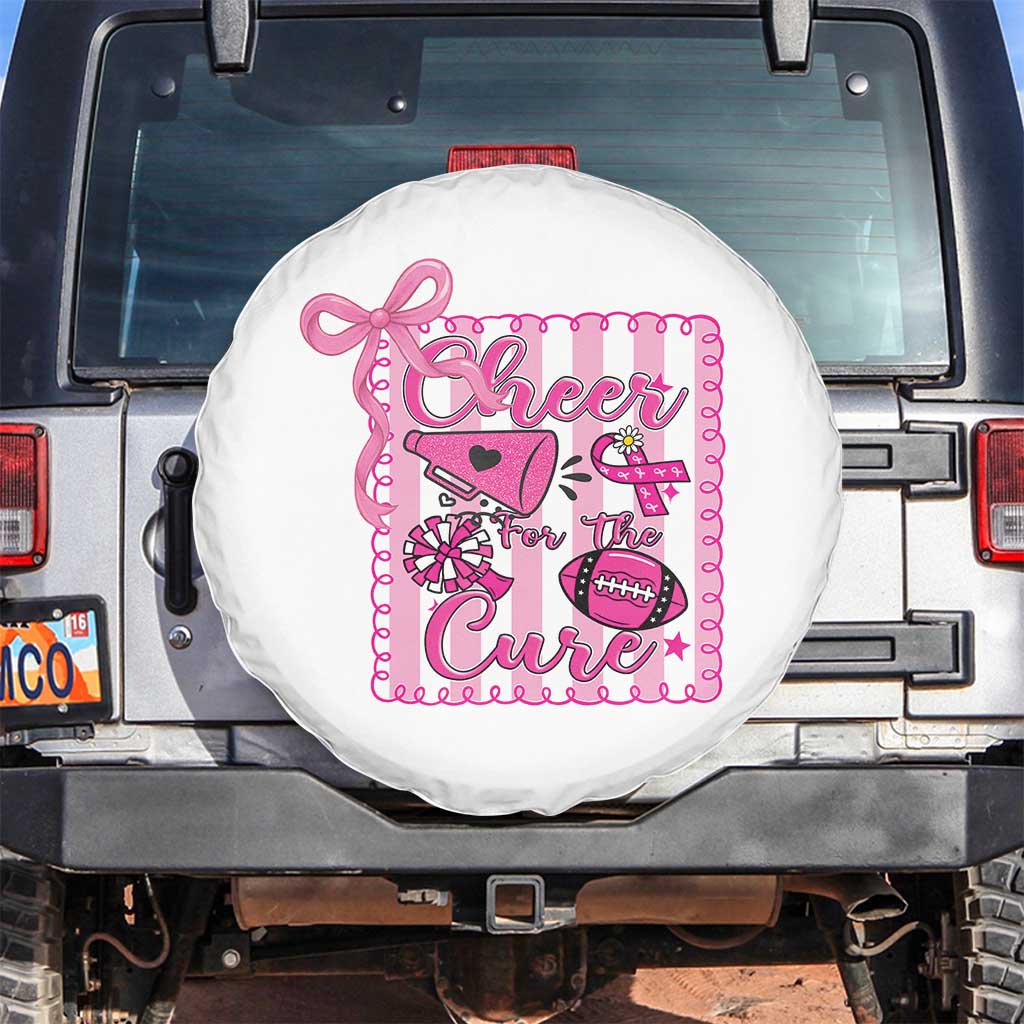 Cheer For The Cure Spare Tire Cover Breast Cancer Awareness Football Gift TS12 No hole White Print Your Wear
