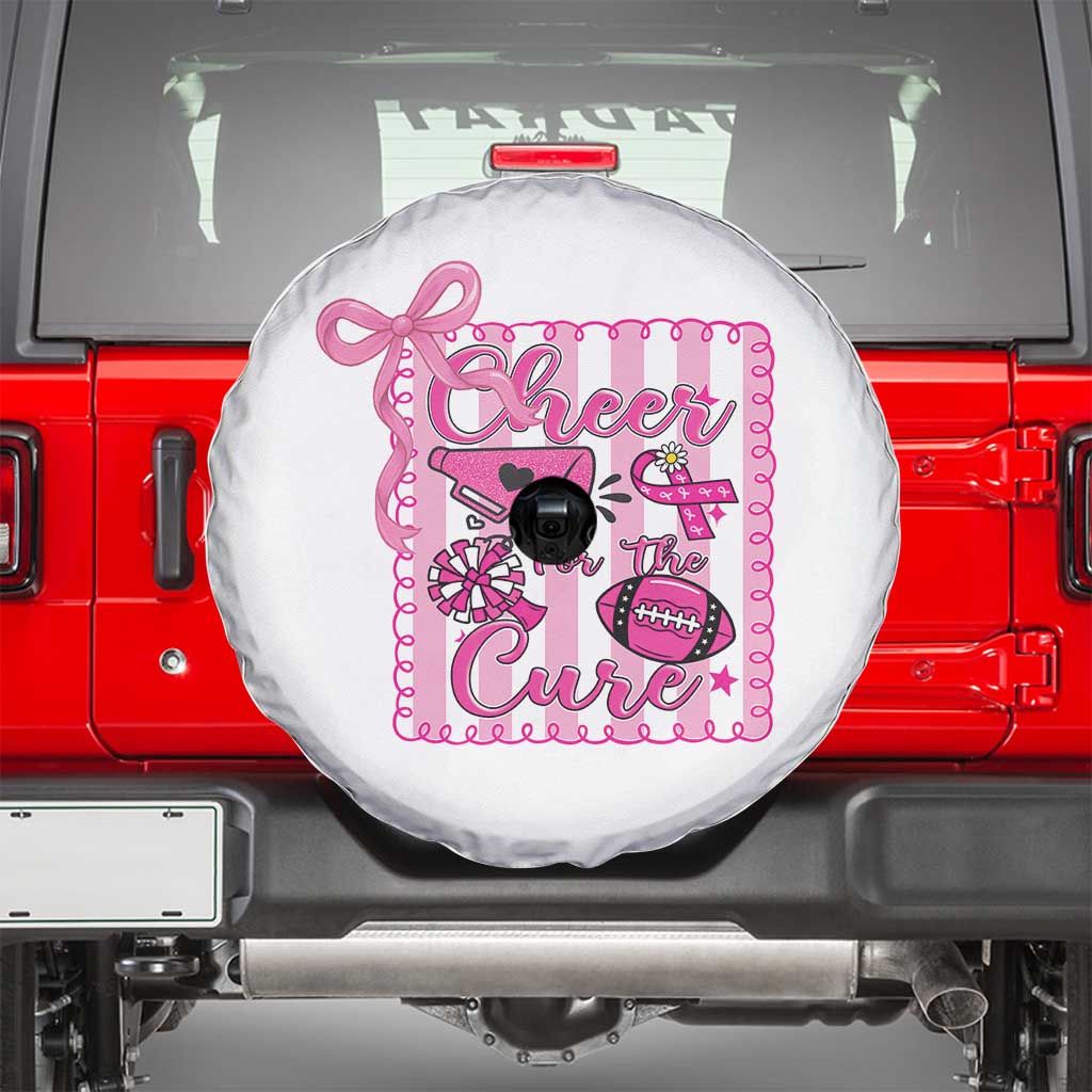 Cheer For The Cure Spare Tire Cover Breast Cancer Awareness Football Gift TS12 White Print Your Wear