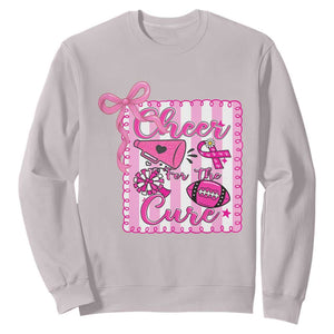 Cheer For The Cure Sweatshirt Breast Cancer Awareness Football Gift TS12 Ice Gray Print Your Wear