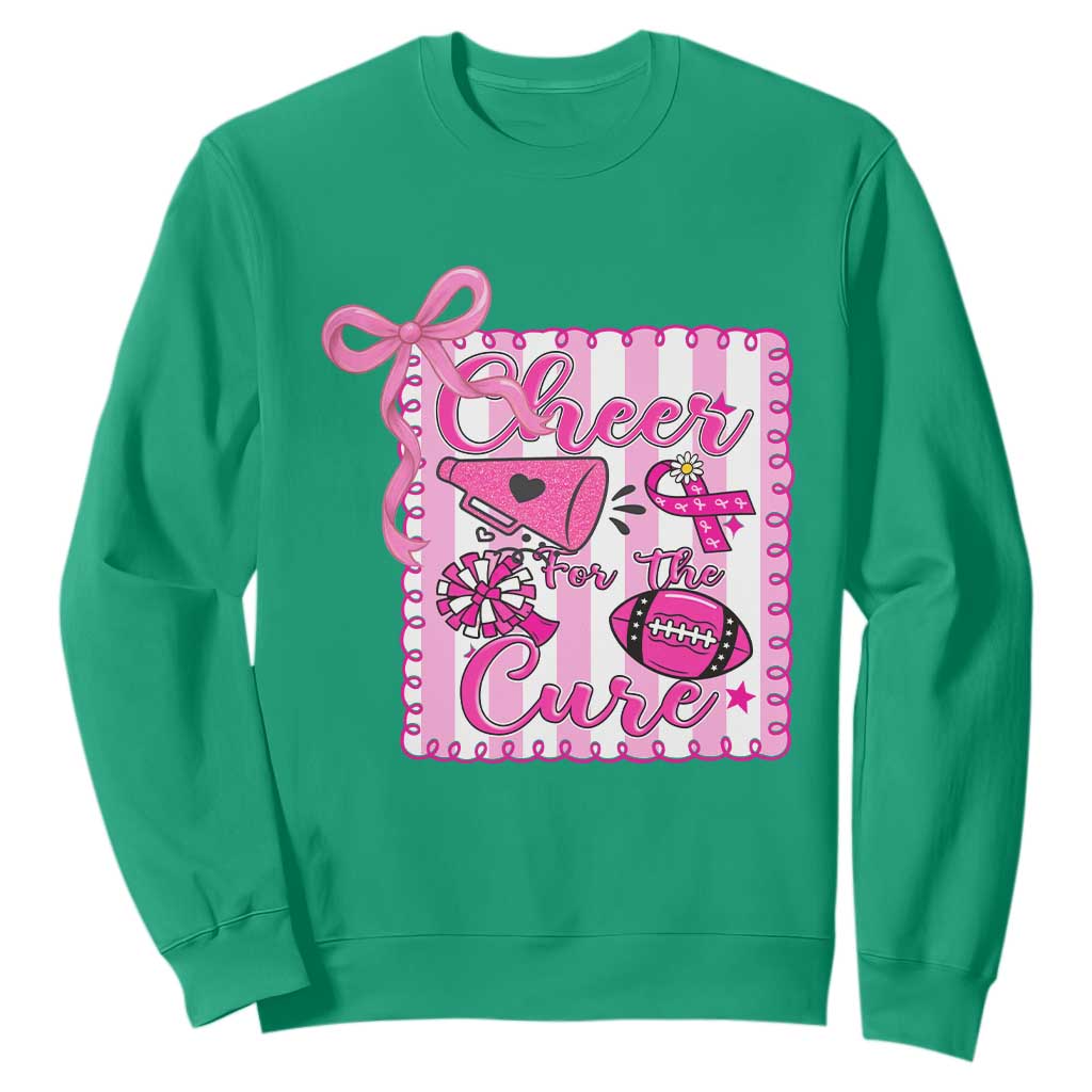 Cheer For The Cure Sweatshirt Breast Cancer Awareness Football Gift TS12 Irish Green Print Your Wear