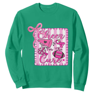 Cheer For The Cure Sweatshirt Breast Cancer Awareness Football Gift TS12 Irish Green Print Your Wear