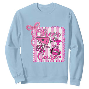 Cheer For The Cure Sweatshirt Breast Cancer Awareness Football Gift TS12 Light Blue Print Your Wear
