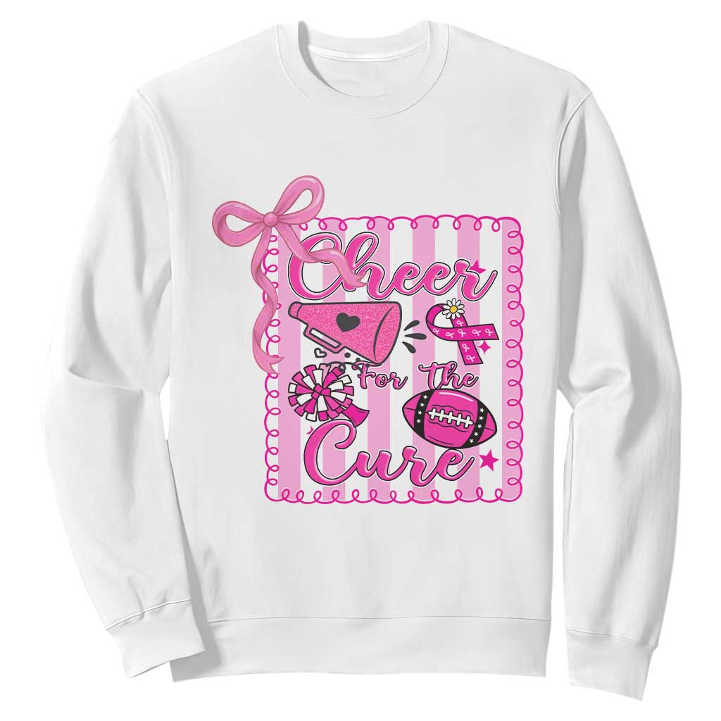 Cheer For The Cure Sweatshirt Breast Cancer Awareness Football Gift TS12 White Print Your Wear
