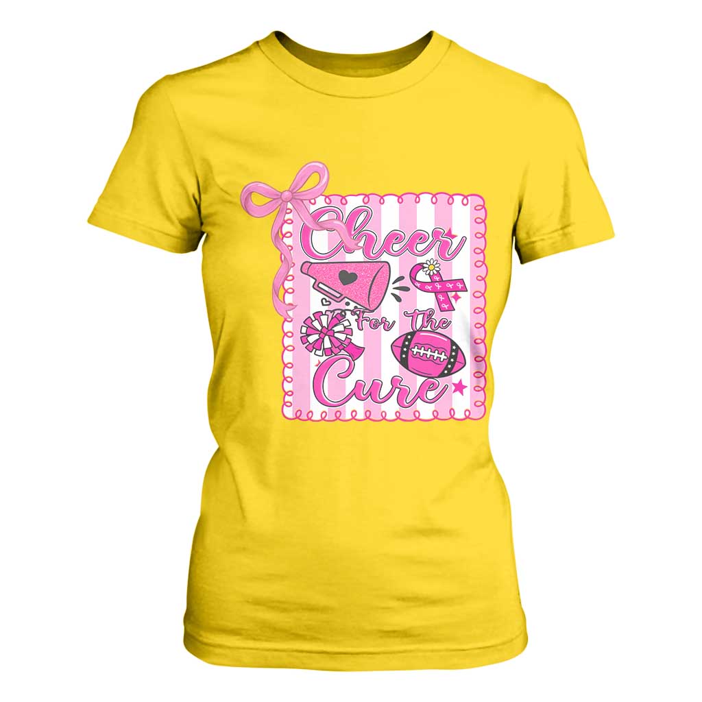 Cheer For The Cure T Shirt For Women Breast Cancer Awareness Football Gift TS12 Daisy Print Your Wear