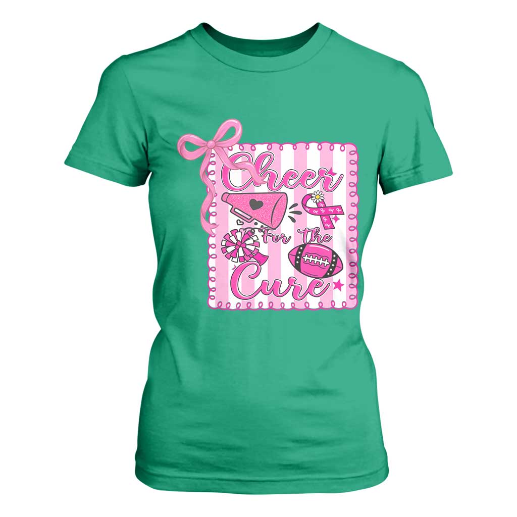 Cheer For The Cure T Shirt For Women Breast Cancer Awareness Football Gift TS12 Irish Green Print Your Wear