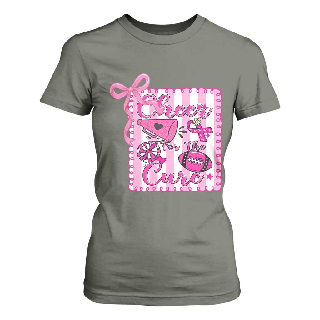 Cheer For The Cure T Shirt For Women Breast Cancer Awareness Football Gift TS12 Military Green Print Your Wear