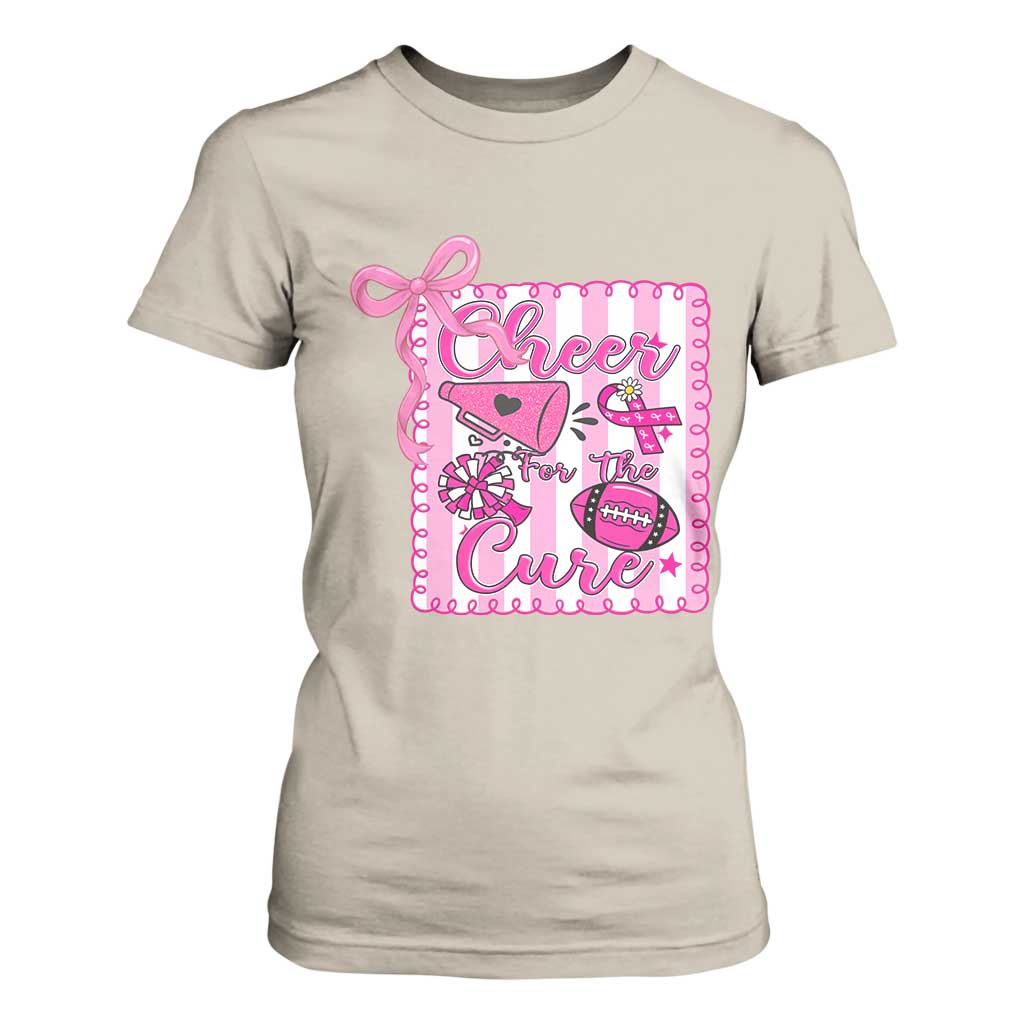 Cheer For The Cure T Shirt For Women Breast Cancer Awareness Football Gift TS12 Sand Print Your Wear
