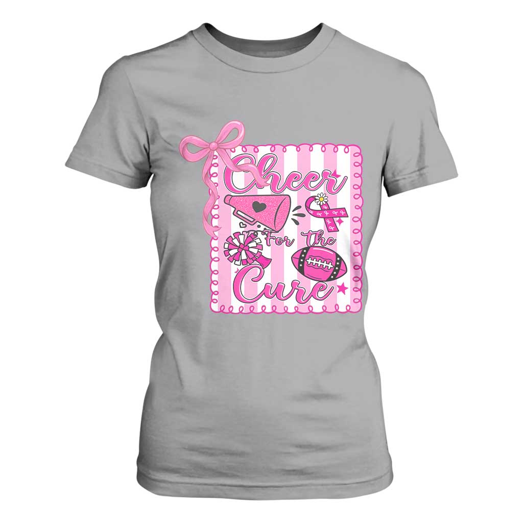 Cheer For The Cure T Shirt For Women Breast Cancer Awareness Football Gift TS12 Sport Gray Print Your Wear