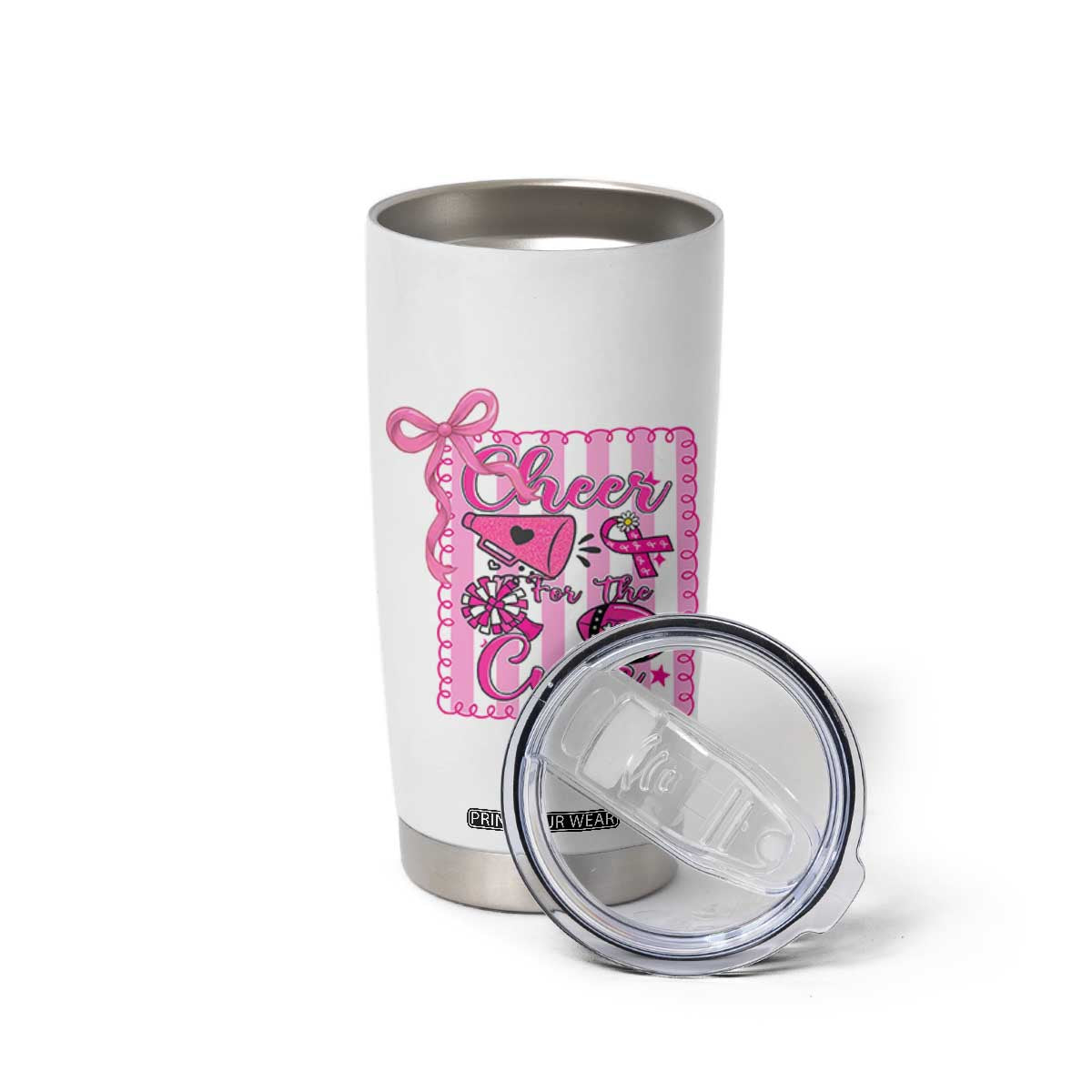 Cheer For The Cure Tumbler Cup Breast Cancer Awareness Football Gift TS12 Print Your Wear