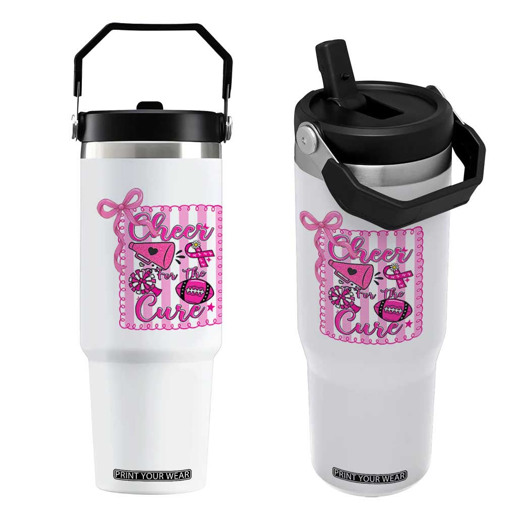 Cheer For The Cure Flip Straw Tumbler Breast Cancer Awareness Football Gift TS12 One Size: 30 oz White Print Your Wear