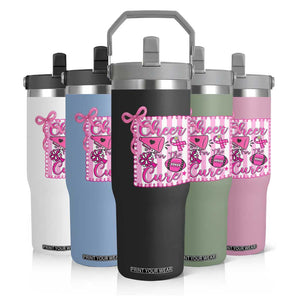 Cheer For The Cure Flip Straw Tumbler Breast Cancer Awareness Football Gift TS12 Print Your Wear