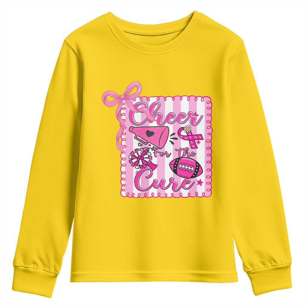 Cheer For The Cure Youth Sweatshirt Breast Cancer Awareness Football Gift TS12 Daisy Print Your Wear