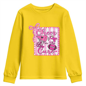 Cheer For The Cure Youth Sweatshirt Breast Cancer Awareness Football Gift TS12 Daisy Print Your Wear