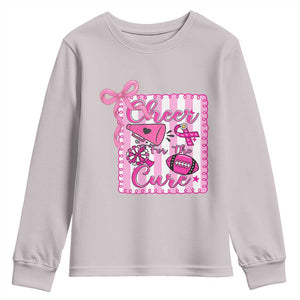 Cheer For The Cure Youth Sweatshirt Breast Cancer Awareness Football Gift TS12 Ice Gray Print Your Wear