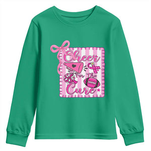 Cheer For The Cure Youth Sweatshirt Breast Cancer Awareness Football Gift TS12 Irish Green Print Your Wear