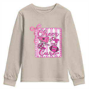 Cheer For The Cure Youth Sweatshirt Breast Cancer Awareness Football Gift TS12 Sand Print Your Wear